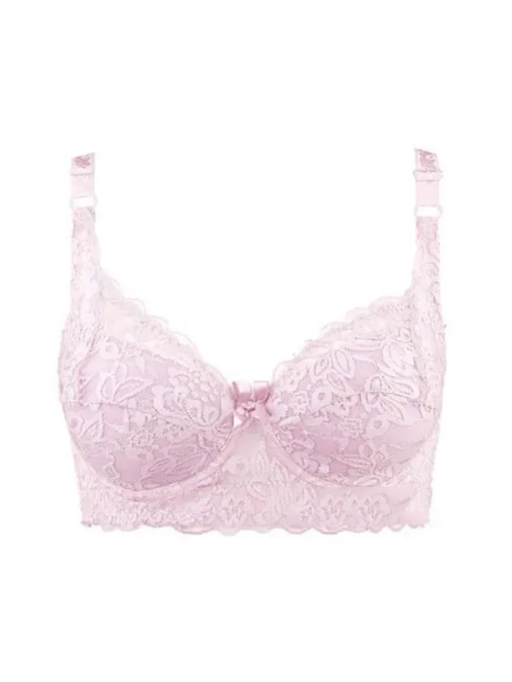 Plus-Size Wireless Full-Cup Lace Bra — Thin & Adjustable, B–D Cups