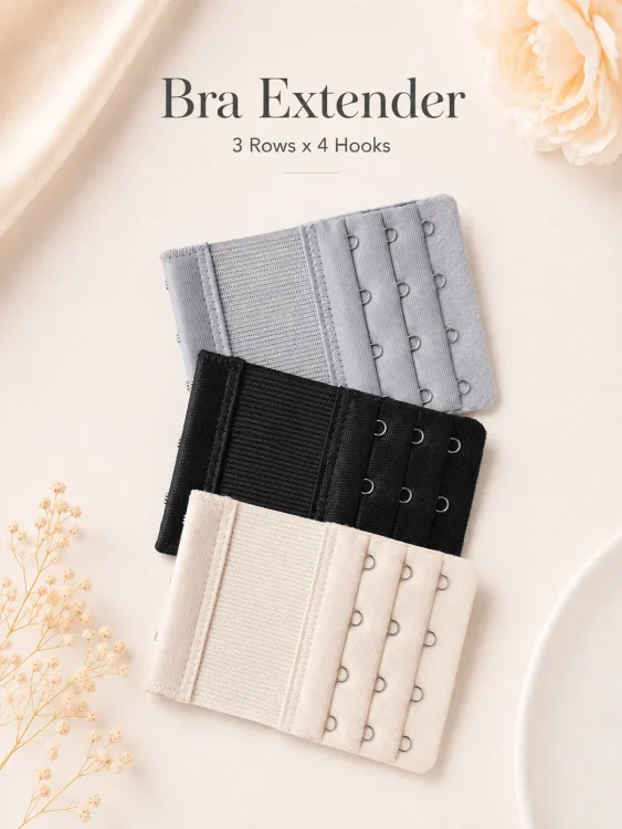 Bra Band Extenders 3-Pack — 3-Row 4-Hook Elastic Lengthener